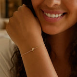 14K Yellow Gold Mini Initial P Bracelet thumbnail 5