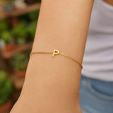 14K Yellow Gold Mini Initial P Bracelet thumbnail 7