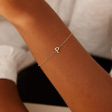 14K Yellow Gold Mini Initial P Bracelet thumbnail 8