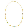 14K yellow gold necklace with oval settings and polished gold beads