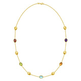 14K Yellow Gold Oval Gemstone and Bead Necklace thumbnail 1