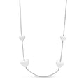 925 rhodium plated sterling silver station necklace with heart shaped stations