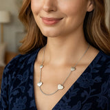 Sterling Silver Rhodium Plated Hearts Station Necklace thumbnail 5