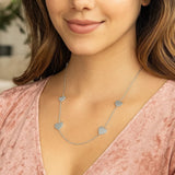 Sterling Silver Rhodium Plated Hearts Station Necklace thumbnail 6