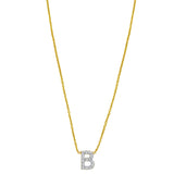 14K Yellow Gold Mini Diamond B Initial Pendant Necklace thumbnail 1