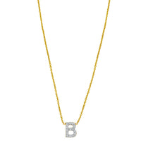 14K Yellow Gold Mini Diamond B Initial Pendant Necklace