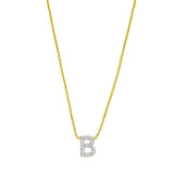 14K Yellow Gold Mini Diamond B Initial Pendant Necklace thumbnail 3