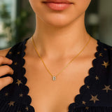 14K Yellow Gold Mini Diamond B Initial Pendant Necklace thumbnail 5