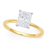 10K yellow gold ring with radiant diamond center stone, IGI certified thumbnail 1