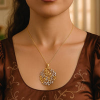 14k Two-Tone Yellow and White Gold Tree of Life Pendant