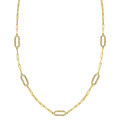 14K yellow gold paperclip chain necklace with elongated interlocking links