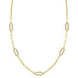 14K yellow gold paperclip chain necklace with elongated interlocking links thumbnail 1