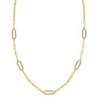 14K Yellow Gold Diamon Oro Paperclip Necklace