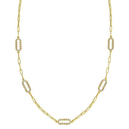 14K yellow gold paperclip chain necklace with elongated interlocking links