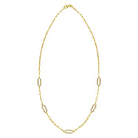 14K Yellow Gold Diamon Oro Paperclip Necklace