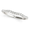14K white gold wedding band with flush-set round diamond stones in wave motif
