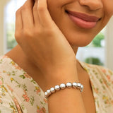 Rhodium Plated Sterling Silver Bold Bead Bracelet (10.00 mm) thumbnail 3
