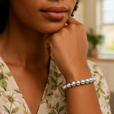 Rhodium Plated Sterling Silver Bold Bead Bracelet (10.00 mm) thumbnail 4