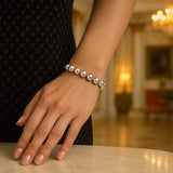 Rhodium Plated Sterling Silver Bold Bead Bracelet (10.00 mm) thumbnail 5