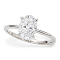10K white gold ring with 1 oval diamond solitaire stone