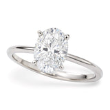 10K white gold ring with 1 oval diamond solitaire stone thumbnail 1