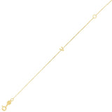 14K yellow gold mini initial V bracelet on a fine cable chain with lobster clasp thumbnail 1