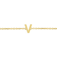 14K Yellow Gold Mini Initial V Bracelet
