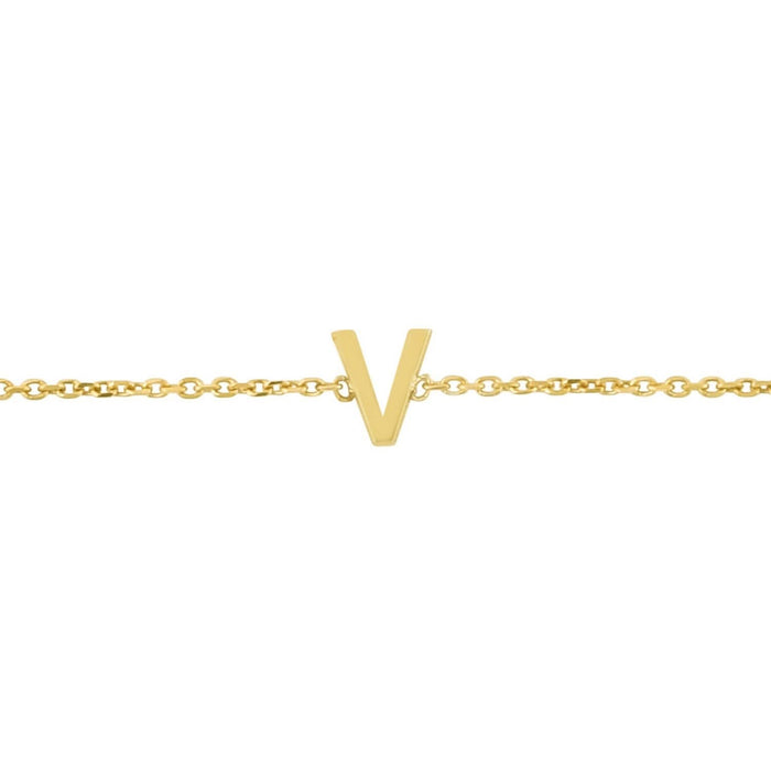 14K Yellow Gold Mini Initial V Bracelet
