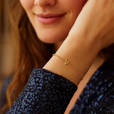14K Yellow Gold Mini Initial V Bracelet thumbnail 5