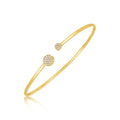 14K yellow gold bangle with cluster-set round diamond stones on the front