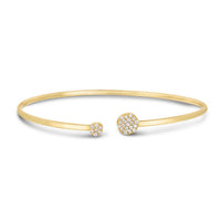 14k Yellow Gold High Polish Diamond Cluster Bangle (2.00 mm)
