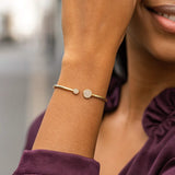 14k Yellow Gold High Polish Diamond Cluster Bangle (2.00 mm) thumbnail 3
