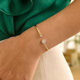 14k Yellow Gold High Polish Diamond Cluster Bangle (2.00 mm) thumbnail 4