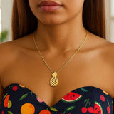 Pineapple Necklace in 10K Yellow Gold thumbnail 3
