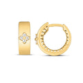 14K yellow gold clover earrings with three round diamond stones each