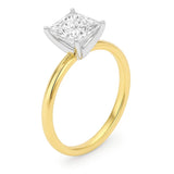 2 Carat Princess Lab Grown IGI G/VS1 Diamond Solitaire Ring in 14K Yellow Gold thumbnail 2