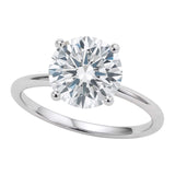 14K white gold ring with one round diamond stone in a solitaire setting thumbnail 1