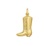 14K yellow gold polished cowboy boot charm pendant with integrated bail thumbnail 1
