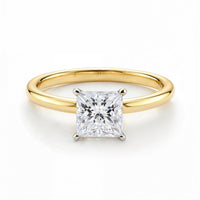 1 Carat Princess Lab Grown IGI G/VS1 Diamond Solitaire Ring in 10K Yellow Gold