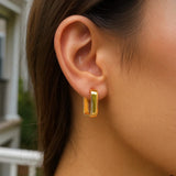 14 Yellow Gold Square Hoop Earrings thumbnail 3
