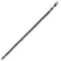 Black ruthenium plated sterling silver oval link bracelet, 5.60 mm width