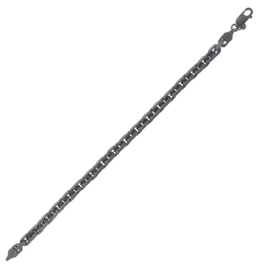 Sterling Silver Black Ruthenium Plated Oval Link Bracelet (5.60 mm)