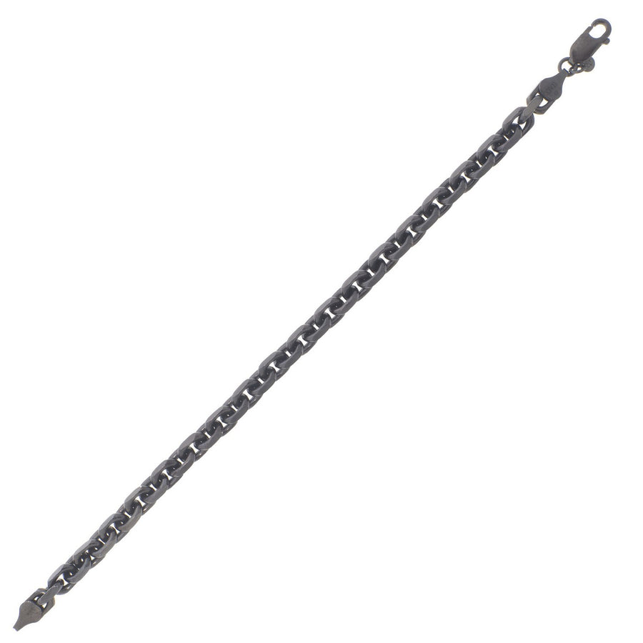 Sterling Silver Black Ruthenium Plated Oval Link Bracelet (5.60 mm)