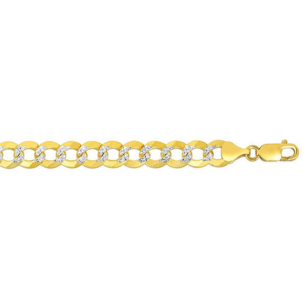 14k Two Tone Gold Pave Curb Chain (8.30 mm)