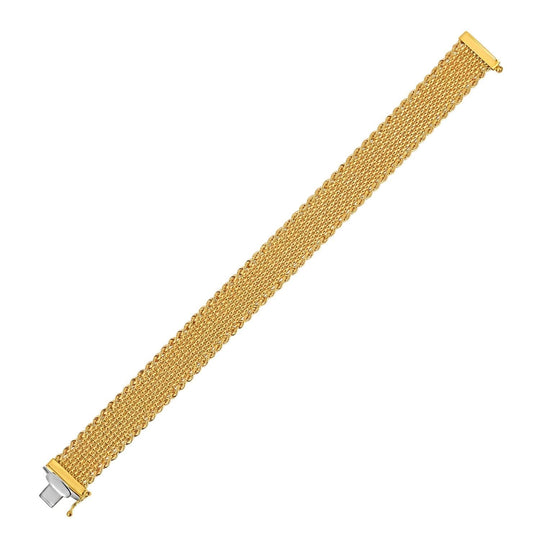 14K yellow gold diamond cut mesh Cleopatra bracelet with clasp