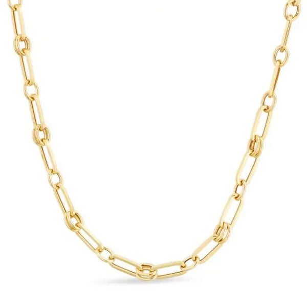 14k Yellow Gold High Polish Paperclip Rondel Link Chain (5.60 mm)