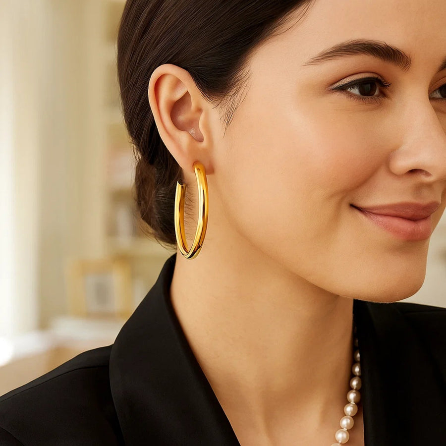 14k Yellow Gold Polished Hoop Earrings(4x40mm)