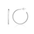 925 sterling silver round tube C hoop earrings with smooth polished finish
