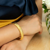Engraved Large Bangle in 14K Yellow Gold (12.00 mm) thumbnail 3
