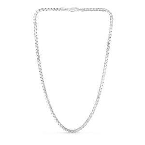 Sterling Silver Rhodium Plated Rockstar Cut Round Box Chain (3.90 mm)